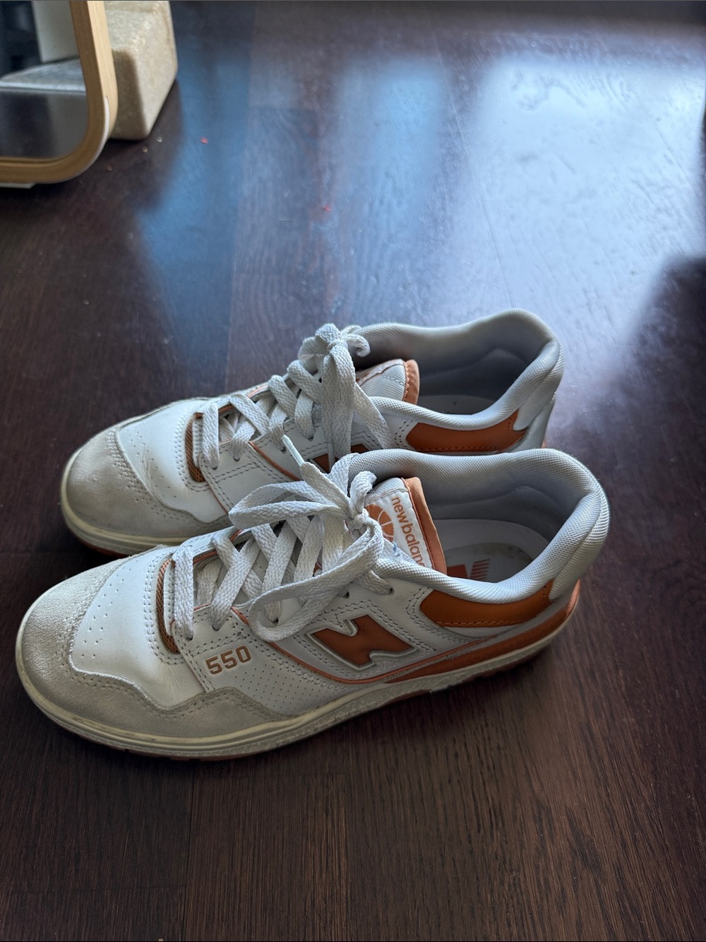 New Balance 550 Men's White and Orange Low-Top Sneakers